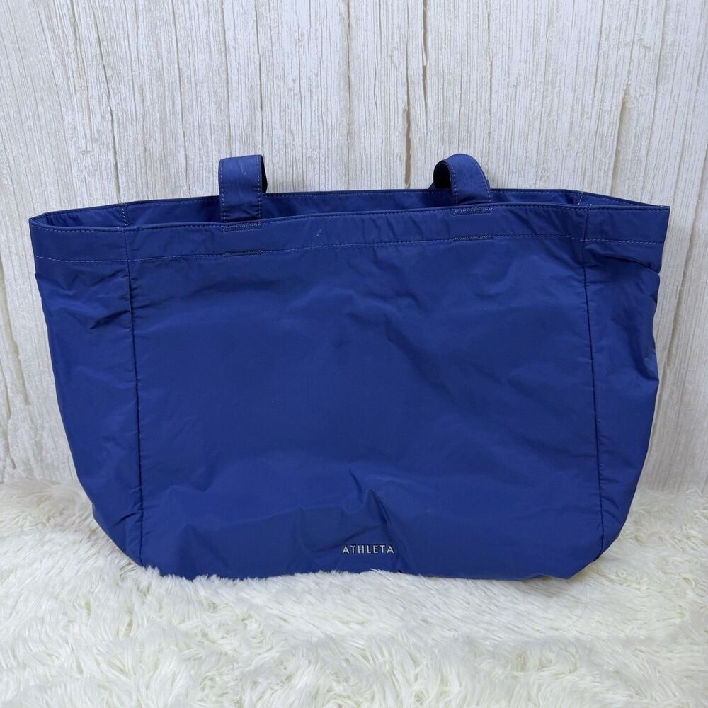Athleta Black All About Tote Bag 15” Pockets Power Of She Blue Gym Travel Purse